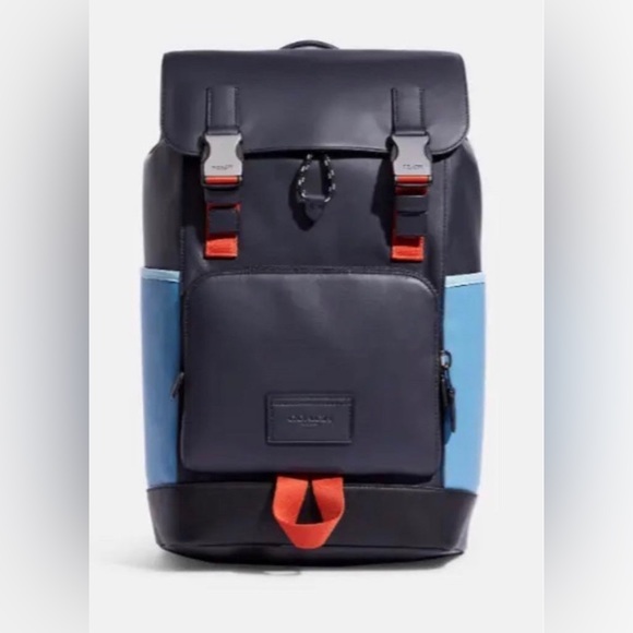 Coach Track Backpack Colorblock Midnight/Pacific Multi NWT - Picture 2 of 7